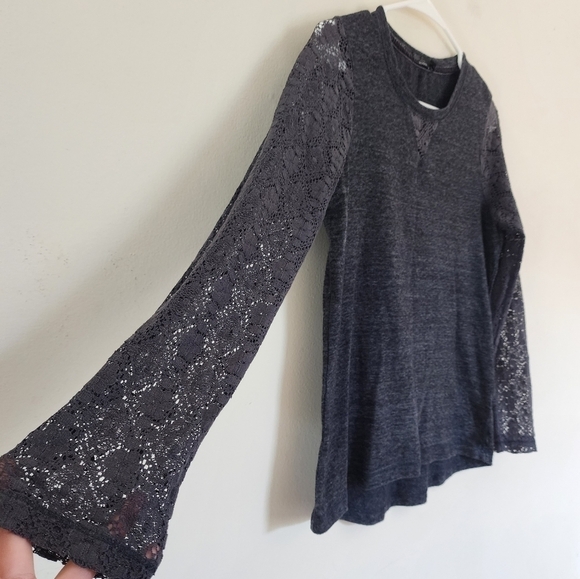 PrAna Darla Top Lace Long-Sleeve in Gray size Small Organic Cotton Blend - Picture 2 of 7